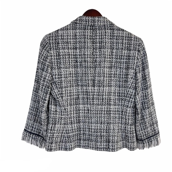 Etcetera Plaid Tweed Fringe Blazer Women’s Size 4 Classic Professional Jacket - Picture 6 of 8